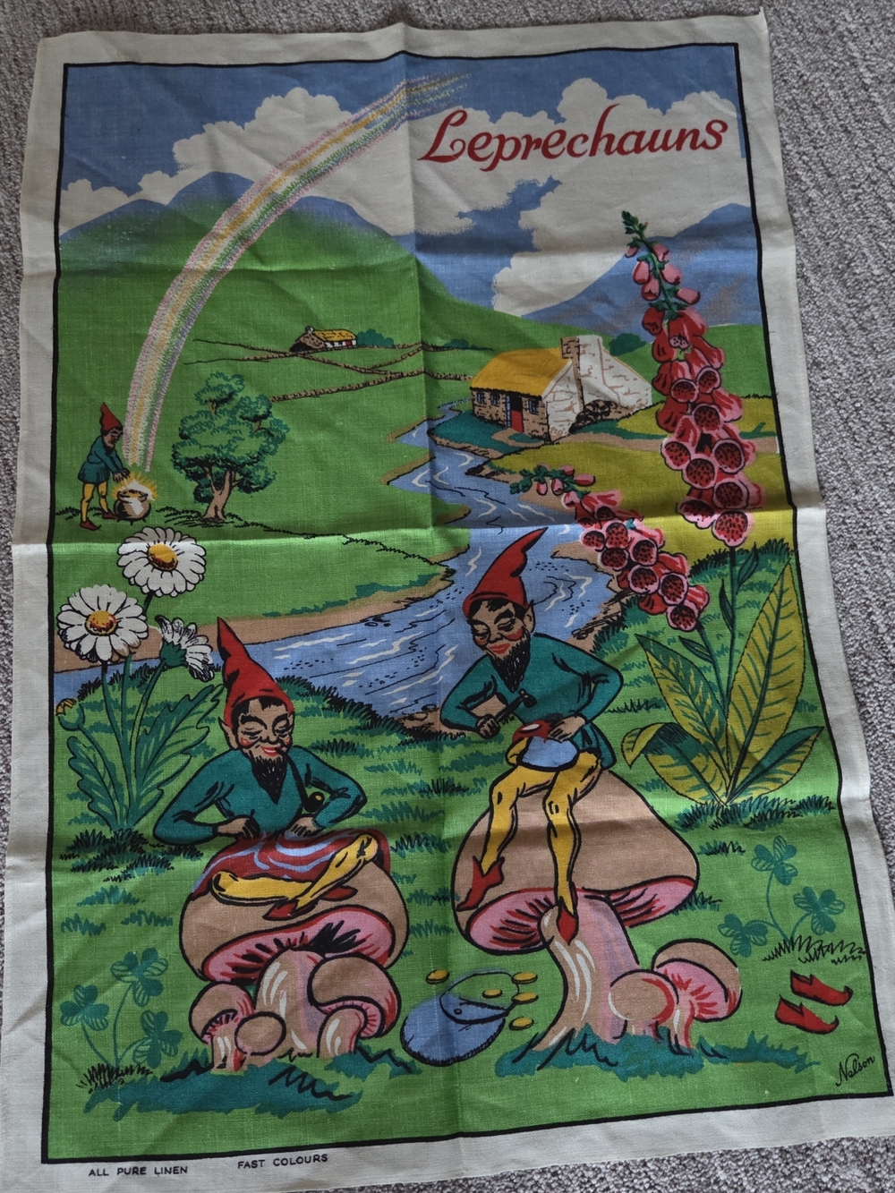 Leprechauns Decorative Linen Towel - Multi-Color